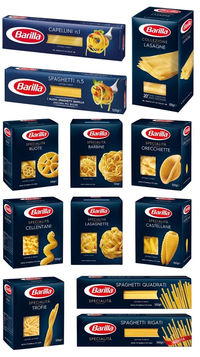 Gamme de pâtes Barilla (spaghetti, lasagne, spécialités) — export Afrique