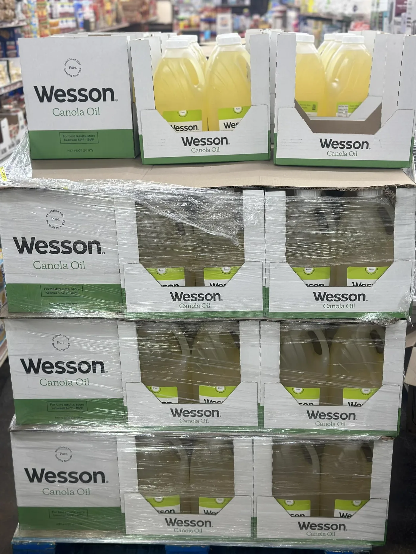 Palettes de Wesson Canola Oil en stock — export Euro Africa FMCG
